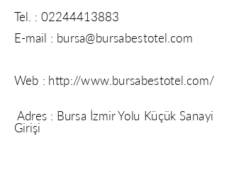 Best Hotel Bursa iletiim bilgileri